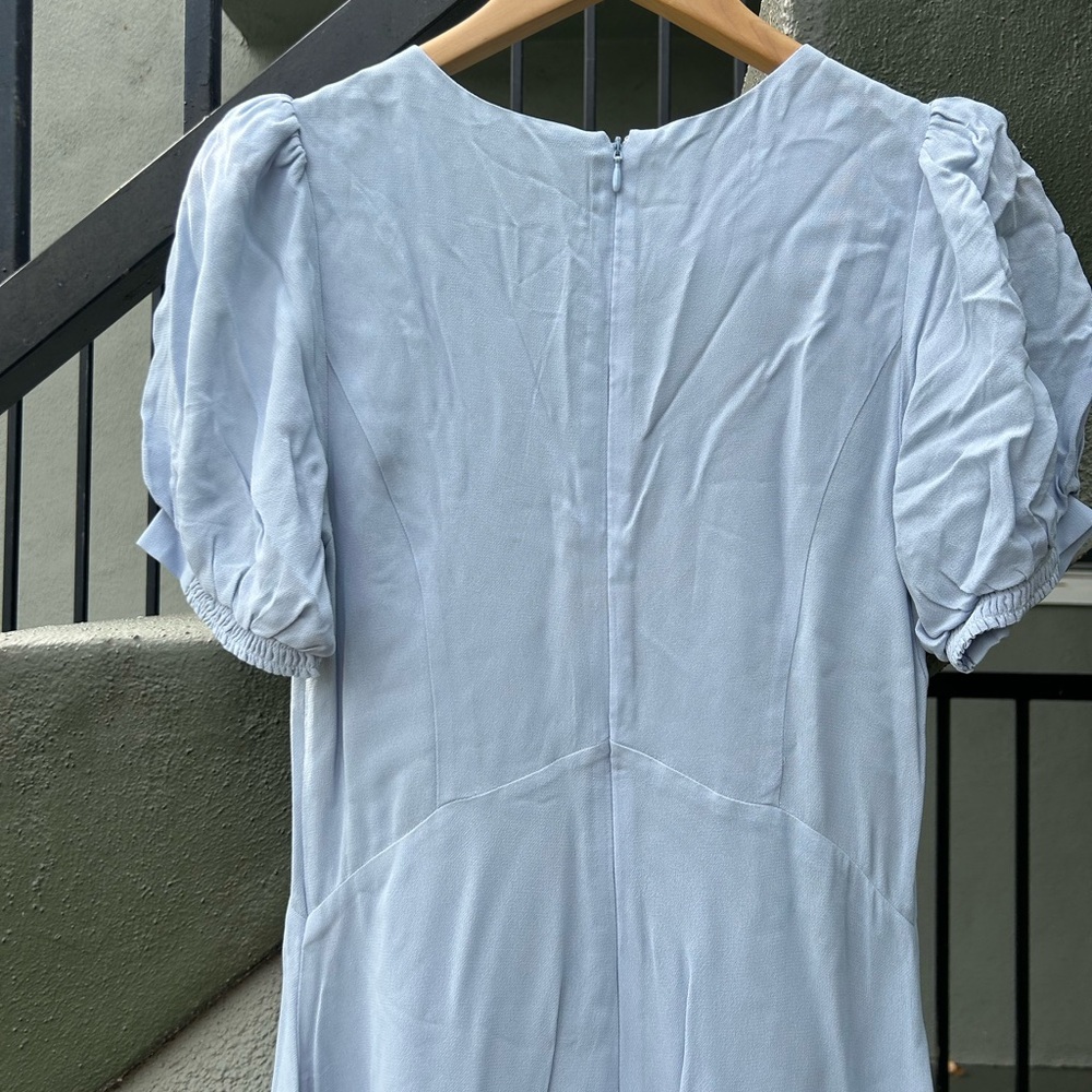 NWT Reformation x Anthropologie Delia Bow Midi Dress Light Blue Size 4 - Picture 12 of 12